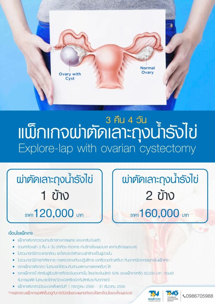 แพ็กเกจผ่าตัดเลาะถุงน้ำรังไข่ 120000-160000 บาท รพ.ธนบุรี ทุ่งสง